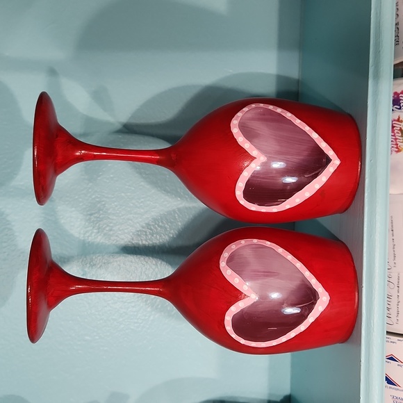 Hand Crafted Valentine's Day Themed Candle Holders 2 Set RED - Picture 2 of 6